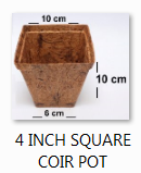 4 Inch Square Coir Pot